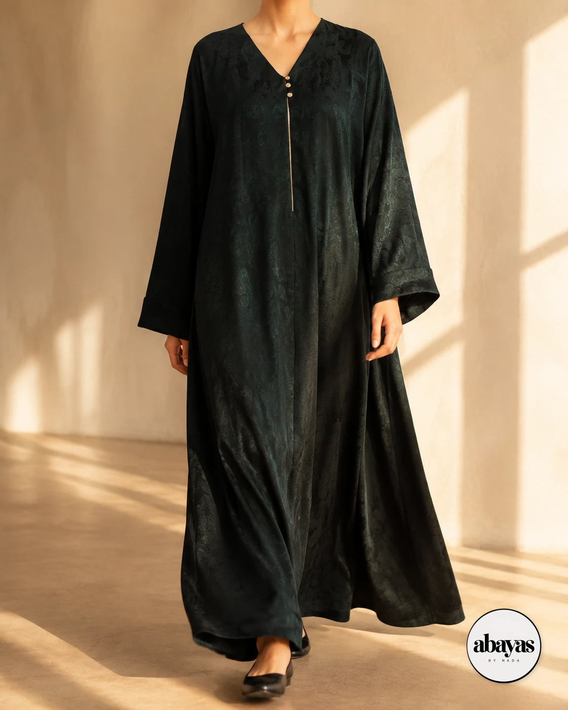 Cypress Print Abaya shown in motion