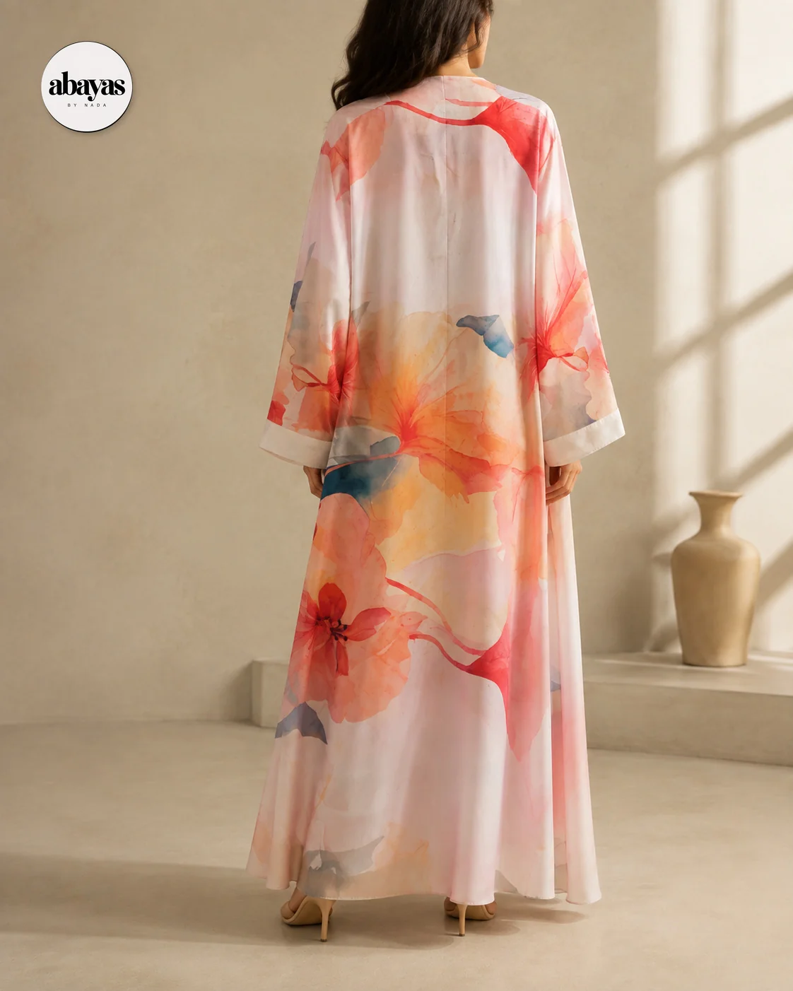 Back view of the Petal Print Abaya