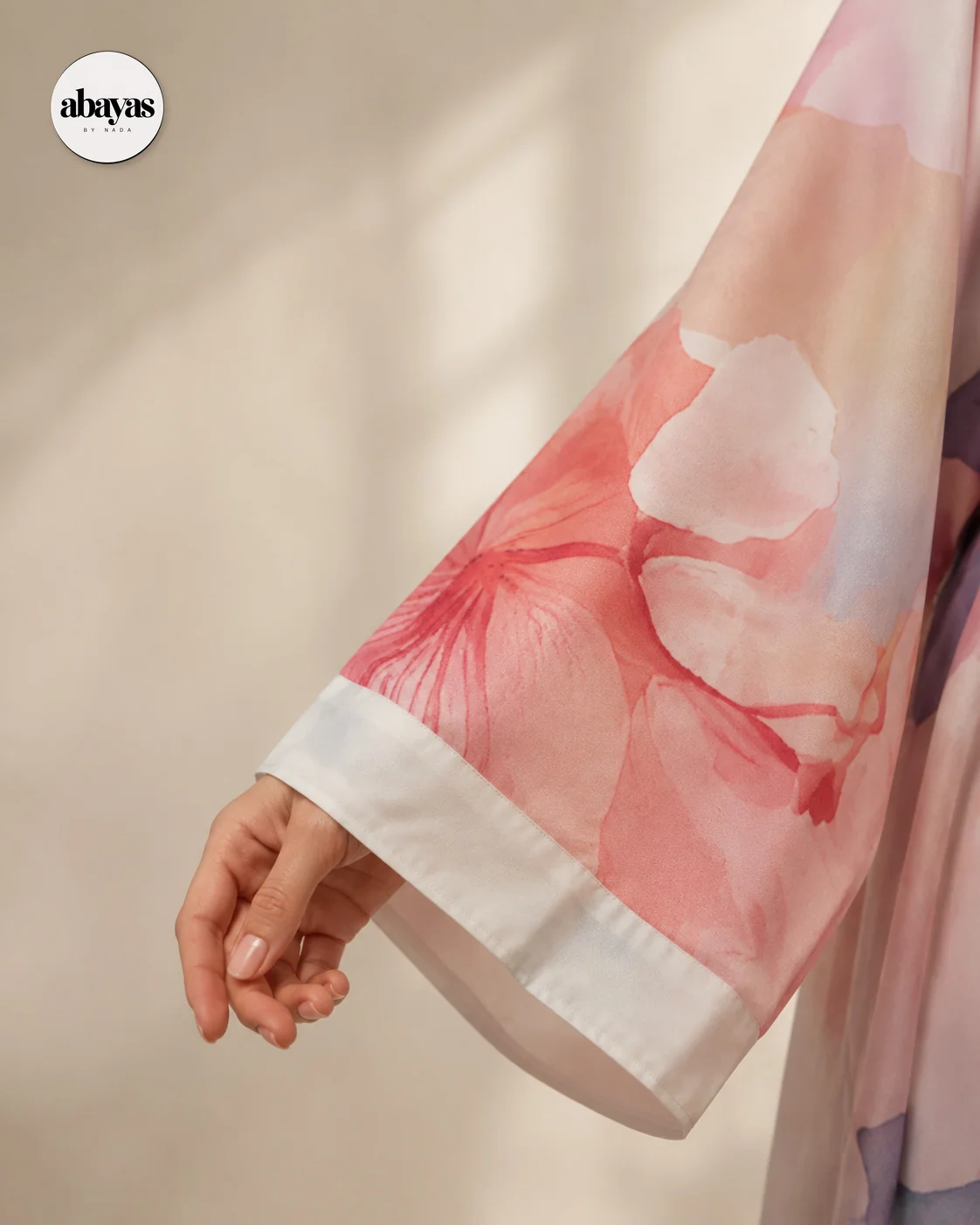 Petal Print Abaya sleeve and cuff detail