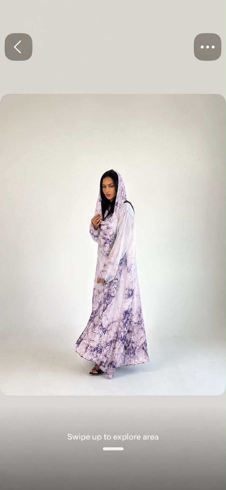Lilac Ink Abaya in a soft purple printed fabric