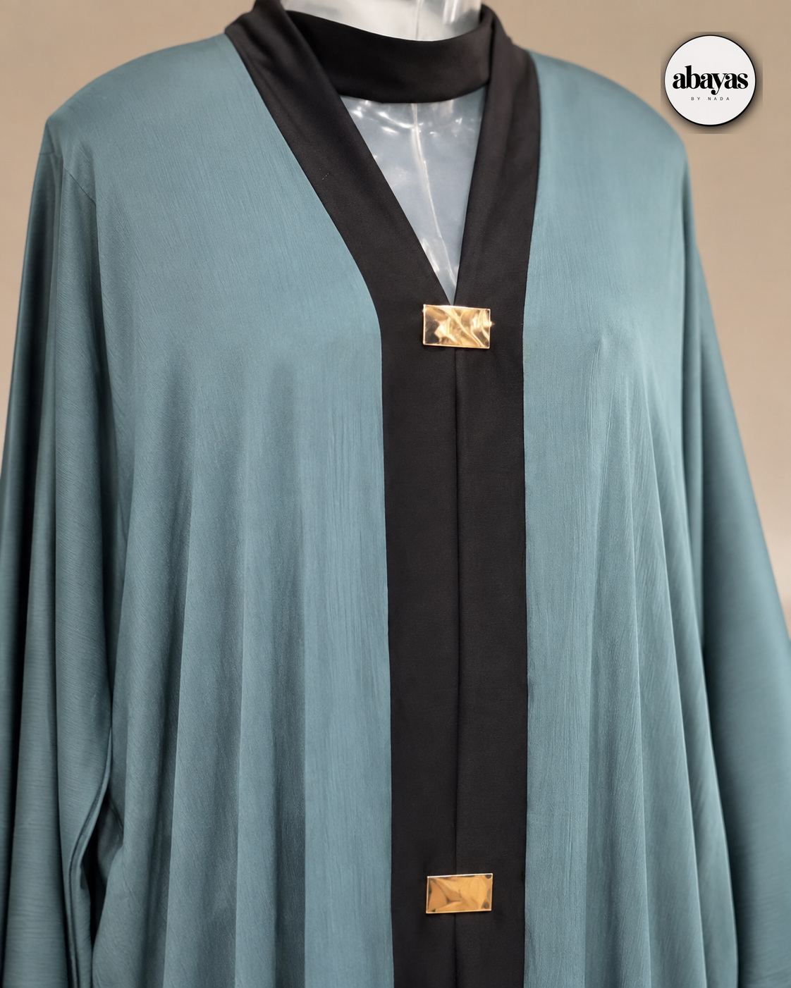 Tide Contrast Abaya neckline and rectangular fastener detail