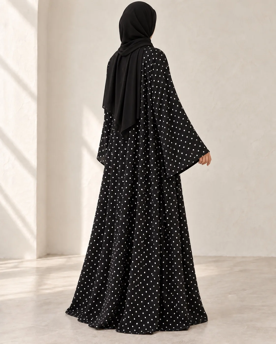 Black Dot Abaya back view