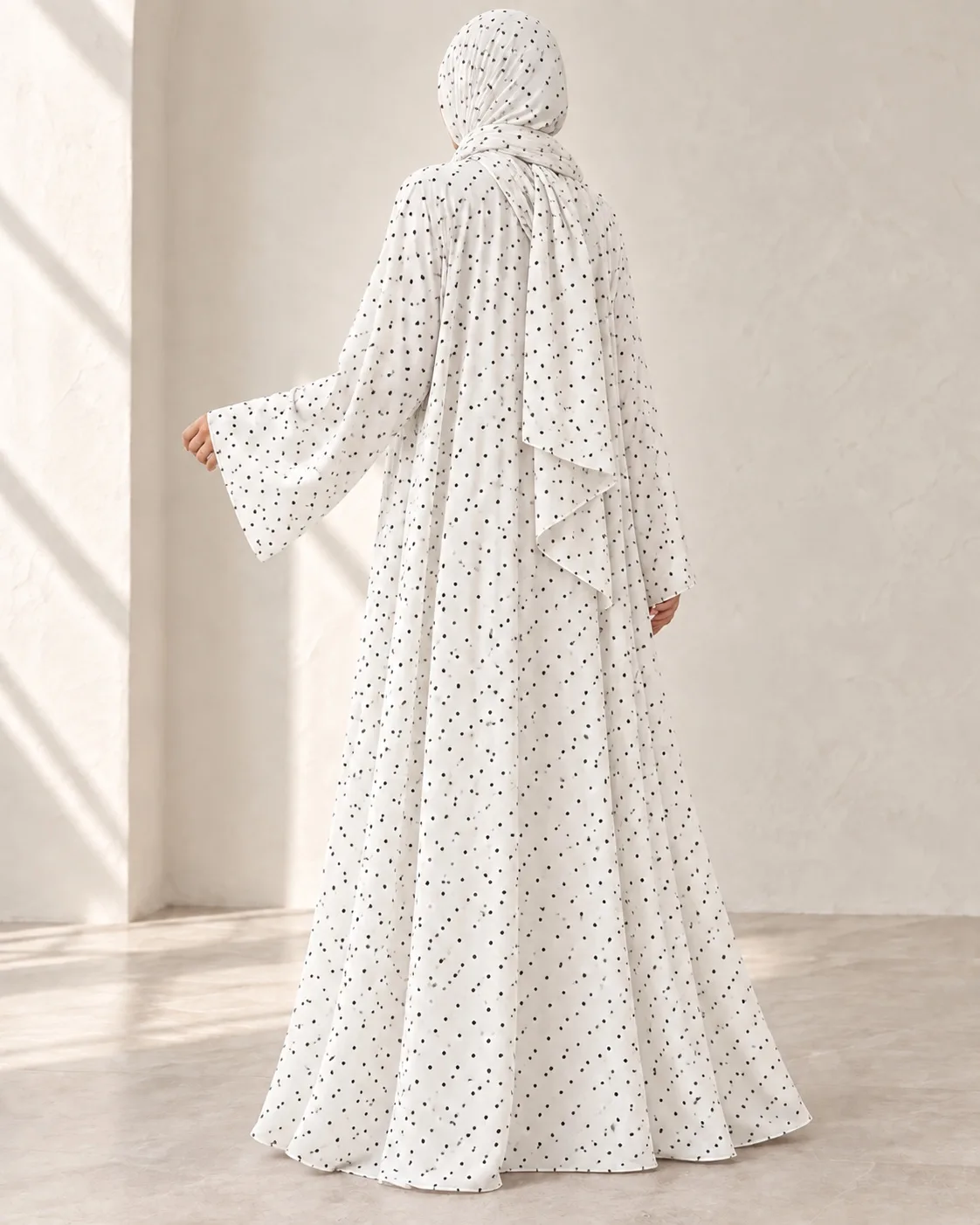 White Dot Abaya back view